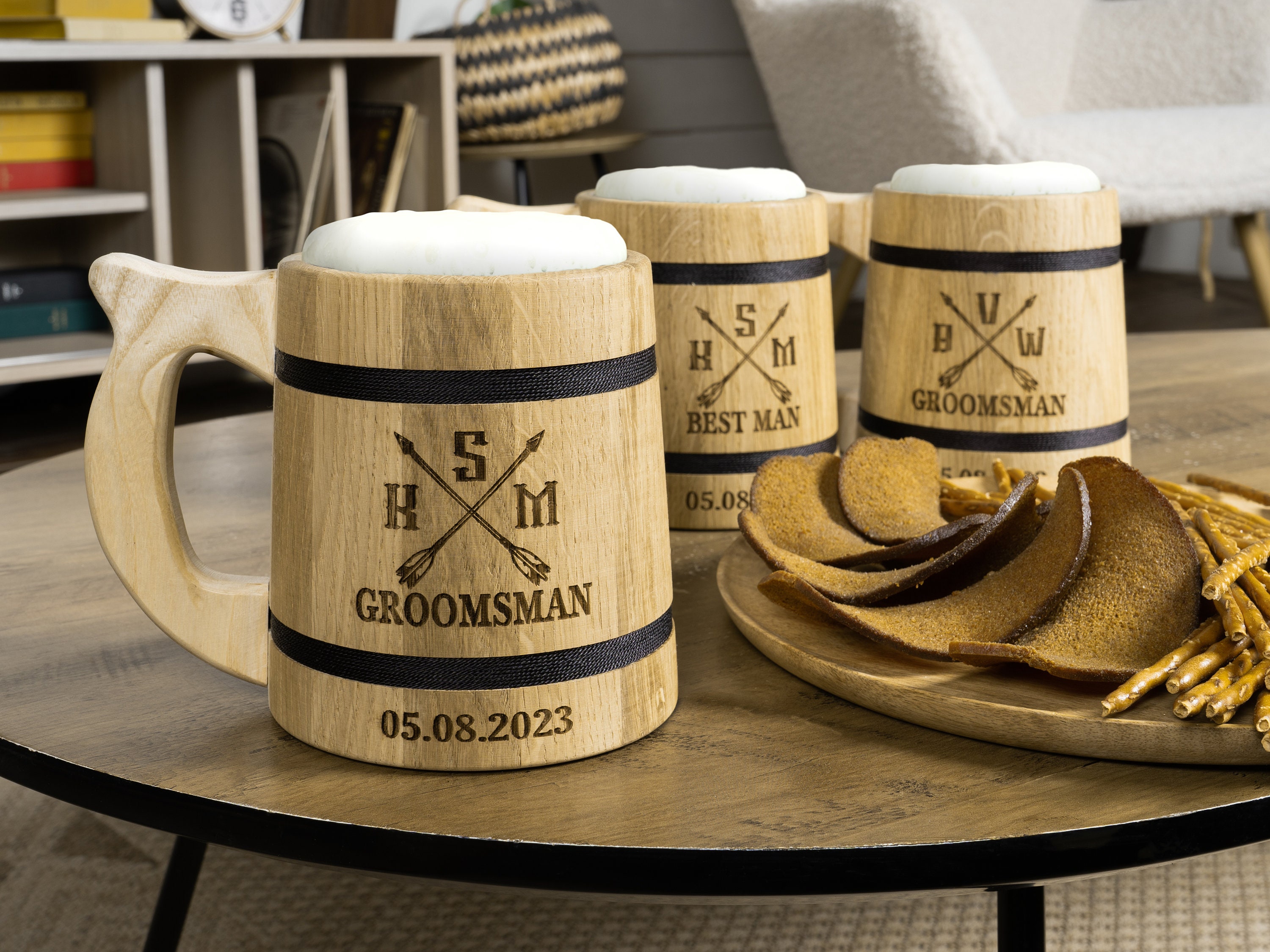 Personalized Wooden Tea & Custom Coffee Cup Set, 4oz/ 120 ml - woodgeekstore