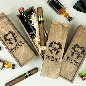 Custom Groomsmen Gift Boxes, Personalized Keepsake Box for Men, Cigar Gift Box for Father of the Bride and Groom, Best Man Gift, Alcohol Box