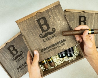 Empty Groomsmen Gift Box for Alcohol Cigar Gift, Best Man Proposal Box, Bachelor Party Favors, Wedding Gifts for Men, Man of Honor Gift