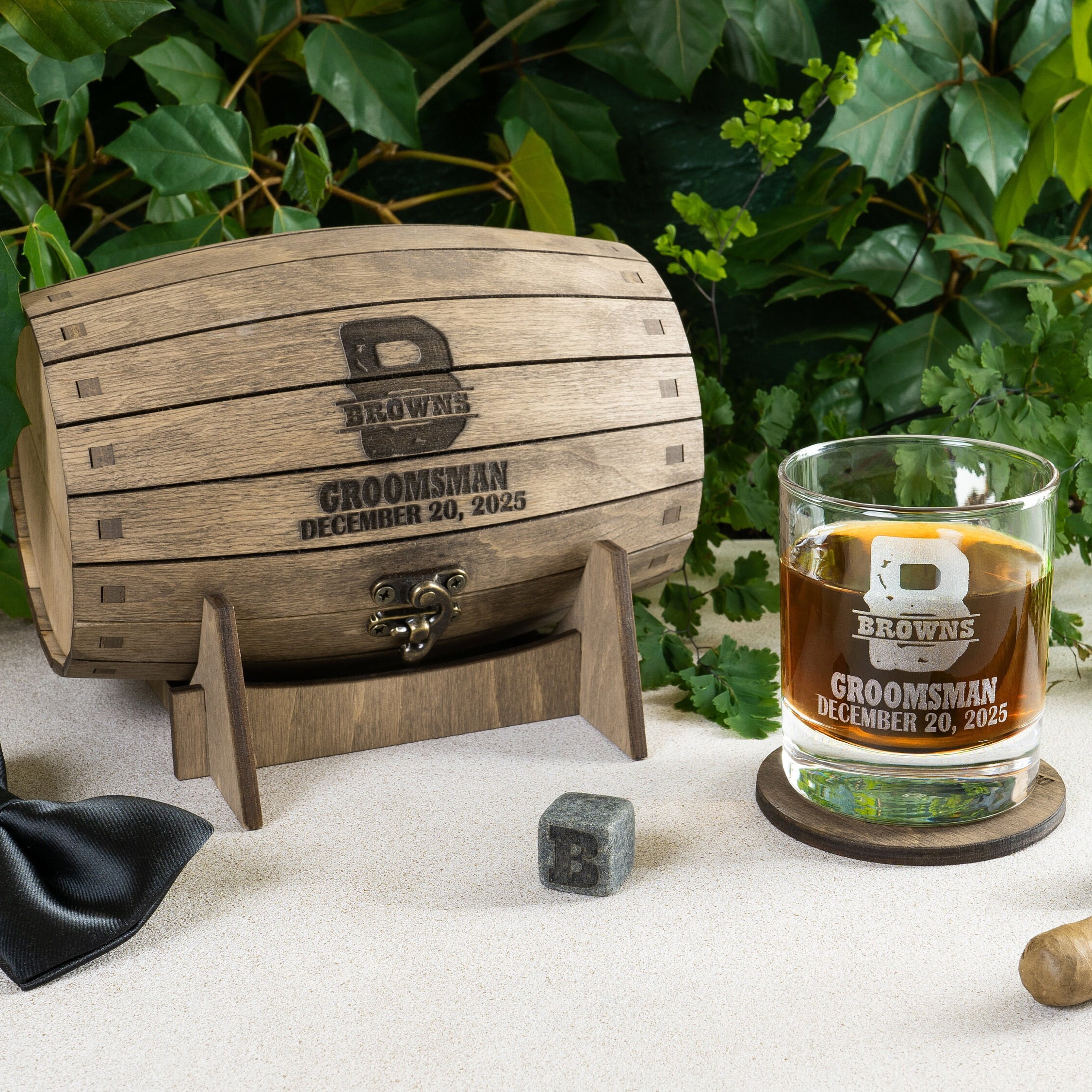 Groomsmen Gift Personalized Whiskey Set in Engraved Wooden Box Groomsmen Gift Personalized Whiskey Set in Engraved Wooden Box