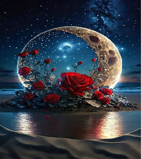 Sparkly Selections Full Moon Over the Ocean Diamond Painting Kit, Round  Diamonds