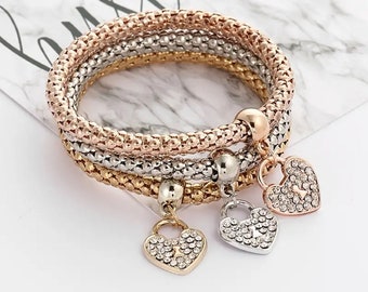 Sparkling Rhinestone Heart Bracelet