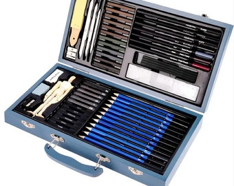 Professional Art kit, 60 Piece Drawing and Sketching Art Set, Colored  Pencils and Charcoal Pencils in Wooden Box, Art Supplies for Kids, Teens  and Adults
