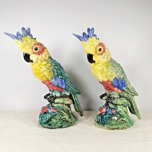Stangle Pottery Birds Pair of Cockatoos No. 3584 Vintage 1950s