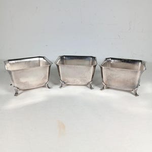 Lote de 3 cuencos pequeños de plata para postres, frutos secos y dulces, Meriden S.P. Co. c. 1920