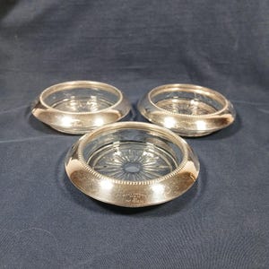 【Frank M. Whiting】 パール グラスコースター【純銀/ガラス】 Frank M. Whiting & Co. Sterling Coasters - Etsy