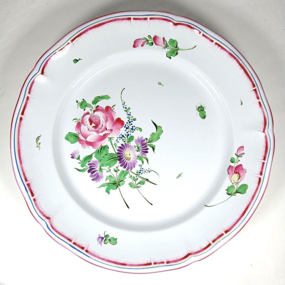 LOT DE 4 Anciennes Assiettes Dessert En Faience Kg Luneville Geo Conde