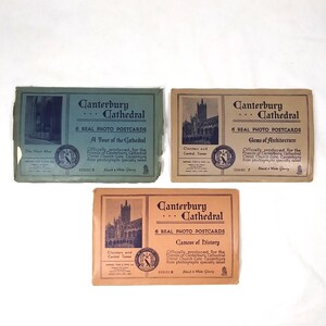 Postales Catedral de Canterbury Lote de 3 paquetes de seis tarjetas Series 5, 7 y 8 Publicado en la década de 1930 por Raphael Tuck & Sons