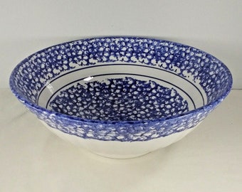 Spongeware Blue and White Bowl By Himark Made In Italy Vintage Mid 1970s-1980s