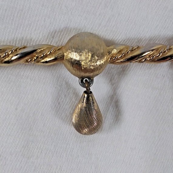 Monet Signed Bar Brooch Scrolled With Dangling Be… - image 3