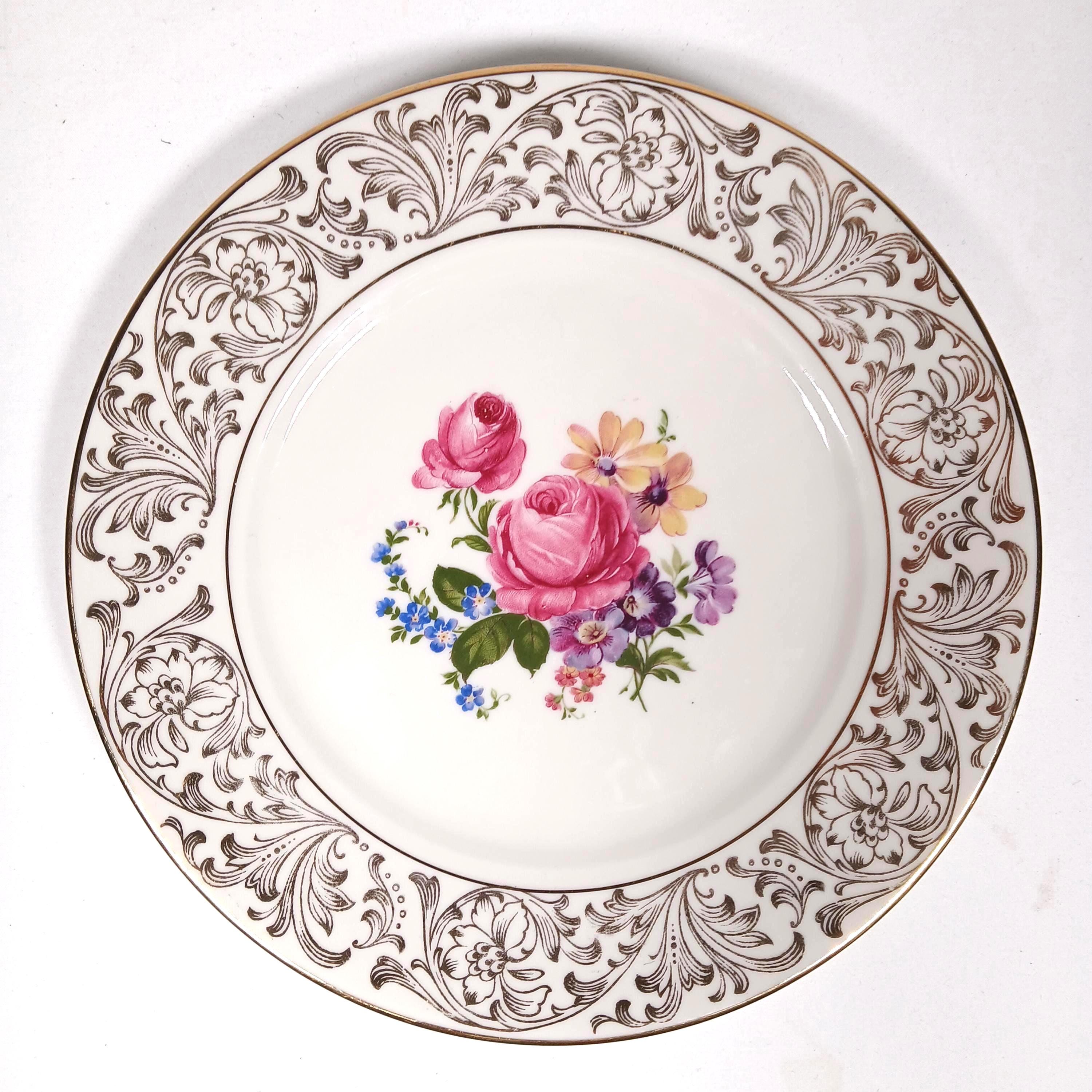Alka Bavaria China 8 Inch Salad Plate #829 Roses & Gilt Edge