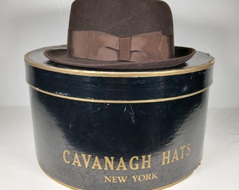 Vtg Cavanagh Edge Hats Black Felt Newport Fedora Hat  display picture 1