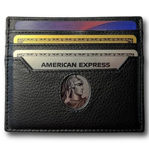 Cartera minimalista para hombre, billetera delgada para 6 tarjetas, tarjetero compatible con tarjeta Amex Platinum