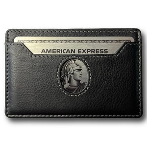 Billetera pequeña para 2 tarjetas para hombres y mujeres, de cuero genuino, ultradelgada, minitarjetero para Amex Platinum, regalo genial para esposo, padre, esposa