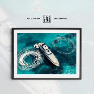 Luxury Yacht Poster! Yacht Club Print, Coastal Wall Art, Aerial Photography Print, Fine Art Print, Luxurious Poster, Photography Art
