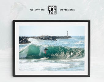 The Wedge Surfing Print! Newport Beach Art, Surf Poster, Big Wave Photo, Beach House Art, Ocean Wall Decor (Digital Download)