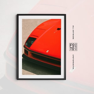 Ferrari F40 Print! Retro Ferrari Poster, Red Ferrari Art, Aesthetic Print, Luxury Lifestyle Art, Old Money Poster (Digital Download)