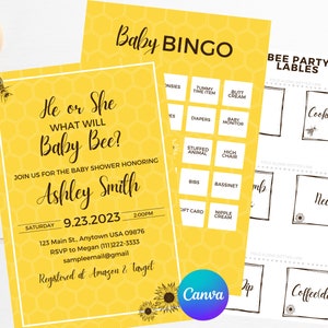 Baby Shower Invite Package Bee Theme Baby Shower Printable Fun Baby Shower Theme Idea