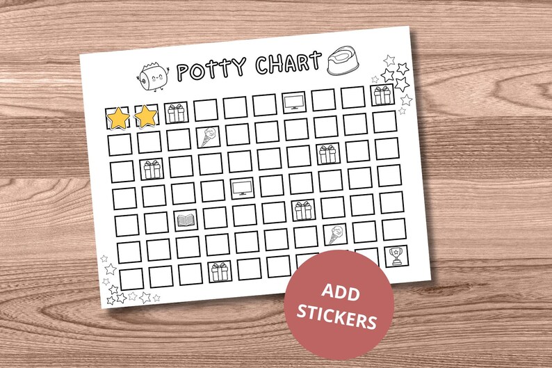 Printable Potty Training Chart: Kids Reward Sticker Chart (digital ...