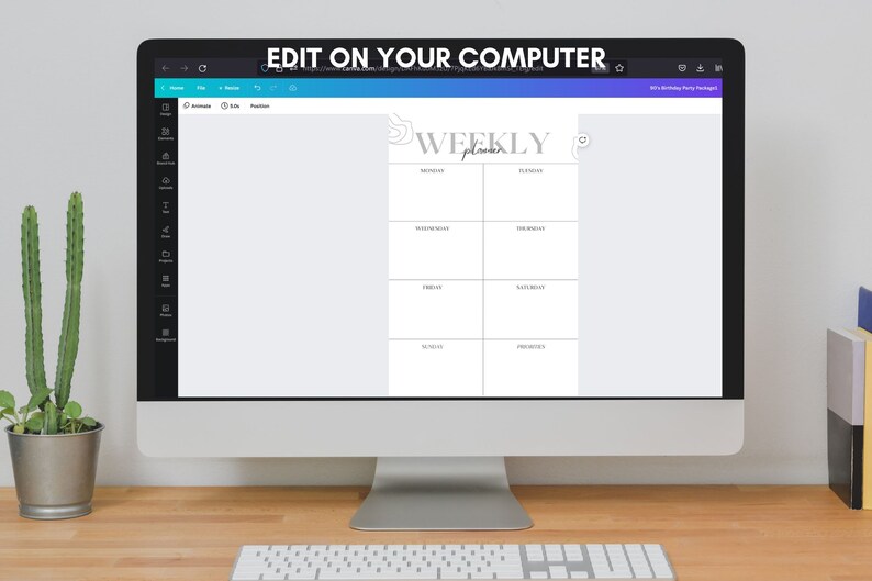 Minimalist Weekly Planner Printable: Simple Schedule Organizer (digital ...