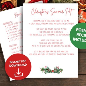 Unique Homemade Gift Coworker Holiday Simmer Pot Printable Coworker Christmas Gift Teacher Homemade Gift Sustainable Christmas Gift