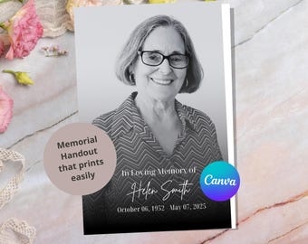 Memorial Card Template: Celebration of Life Program (Canva, Printable)