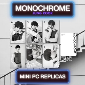mini cartões de fotos k-pop monocromáticos jungkook
