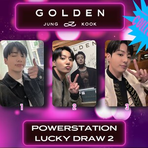 Door fans gemaakte replica Jungkook Golden Powerstation Lucky Draw Photocard JK replica Lucky Draw pc jungkook Lucky Draw zeldzame pc jk