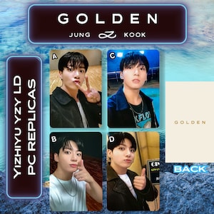 Door fans gemaakte replica Jungkook Golden YZY Lucky Draw Photocard Yizhiyu JK replica Lucky Draw pc jungkook Lucky Draw zeldzame pc jk