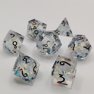 Holographic DnD Dice Set: Sharp Edge Resin Roleplaying Dice