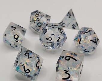 Holographic DnD Dice Set: Sharp Edge Resin Roleplaying Dice