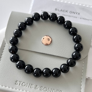 Black Onyx Bracelet for Protection & Strength Mens Black Bead Bracelet for Manifestation Black Gemstone Bracelets for Good Energy