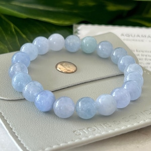Aquamarine Healing Bracelet for Stress Relief Genuine Blue Aquamarine Gemstone Bracelet for Calming Energy March Birthstone Bracelet
