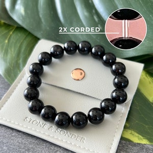 Black Onyx Bead Bracelet for Strength & Wisdom Mens Protection Bracelet for Good Energy Large Black Bead Bracelet for Him Everyday Bracelet