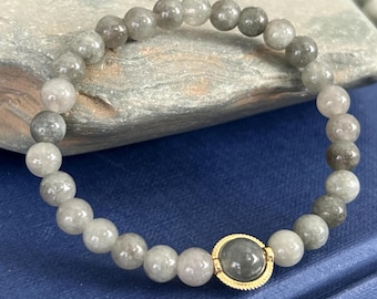 Jade Bead Bracelet for Prosperity & Luck, Jade and Gold Bracelet Small Jadeite Bracelet Green Crystal Bracelet 6mm Burmese Jade Bracelet