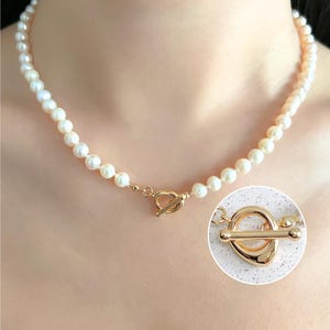 Geknotete Süßwasserzuchtperlenkette, klassische einreihige Perlenkette für Hochzeiten, elegantes Perlengeschenk für Sie, 6 mm 8 mm Bild 6