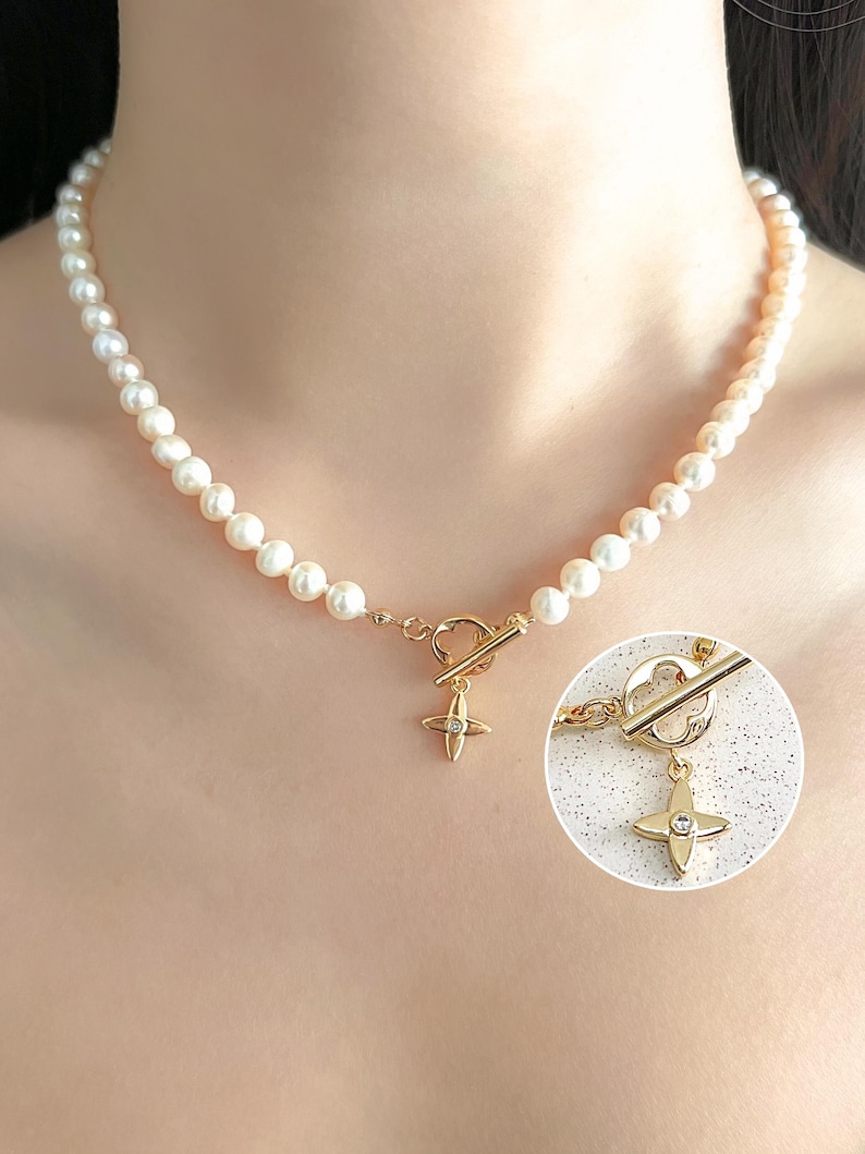 Geknotete Süßwasserzuchtperlenkette, klassische einreihige Perlenkette für Hochzeiten, elegantes Perlengeschenk für Sie, 6 mm 8 mm Bild 7