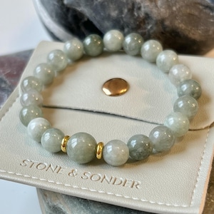 Jade Bead Bracelet for Prosperity & Luck, Jade and Gold Bracelet Small Jadeite Bracelet Green Crystal Bracelet 8mm Burmese Jade Bracelet