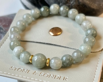 Jade Bead Bracelet for Prosperity & Luck, Jade and Gold Bracelet Small Jadeite Bracelet Green Crystal Bracelet 8mm Burmese Jade Bracelet