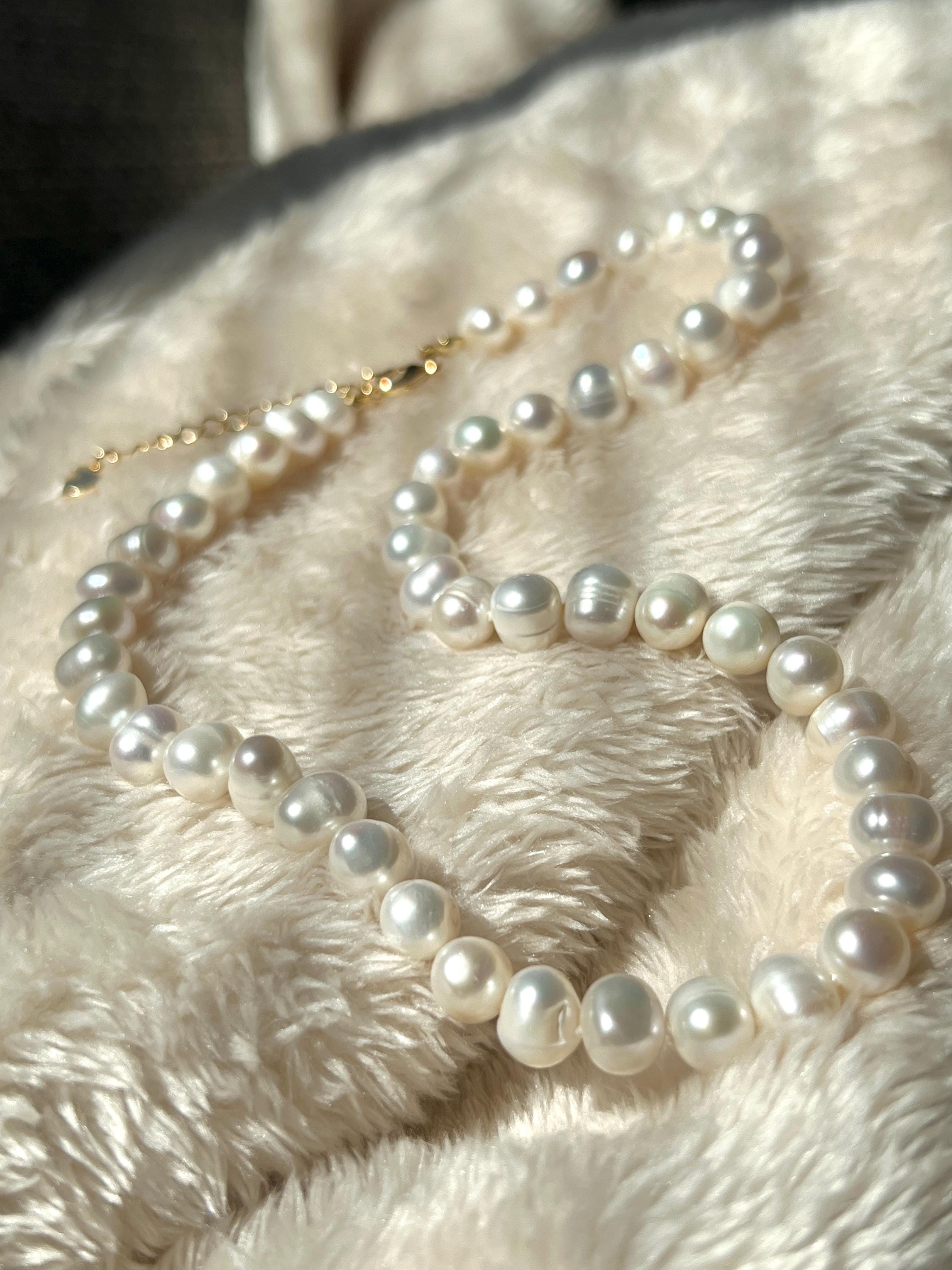Freshwater Cultured Pearl Knotted Necklace, Classic Single Strand