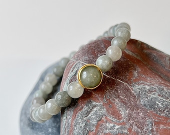 Jade Bead Bracelet for Prosperity & Luck, Jade and Gold Bracelet Small Jadeite Bracelet Green Crystal Bracelet 6mm Burmese Jade Bracelet