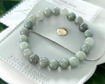 8mm Burmese Jade Bracelet for Prosperity and Abundance Jadeite Green Gemstone Gift for Good Luck Creativity and Absorbing Negative Energy