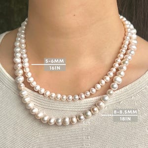 結び目のあるパールストランドネックレス ウェディングパールネックレス 18Kゴールド 調節可能な淡水パールネックレス 5-6 mm 8-8.5 mm パールネックレス 彼女へのギフト
