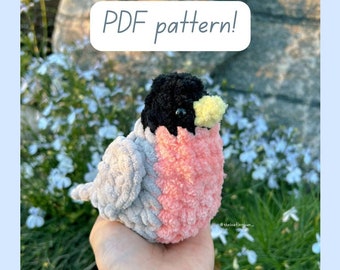 Crochet Robin PDF pattern | crochet American Robin | crochet bird | bird amigurumi | crochet bird pattern