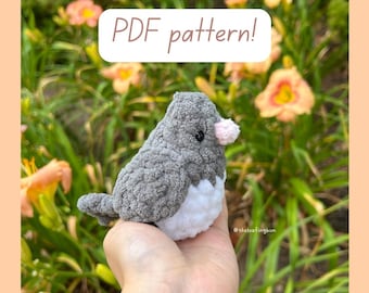 Dark eyed Junco PDF crochet pattern | crochet bird pattern | bird amigurumi | crochet animal | bird lover gift