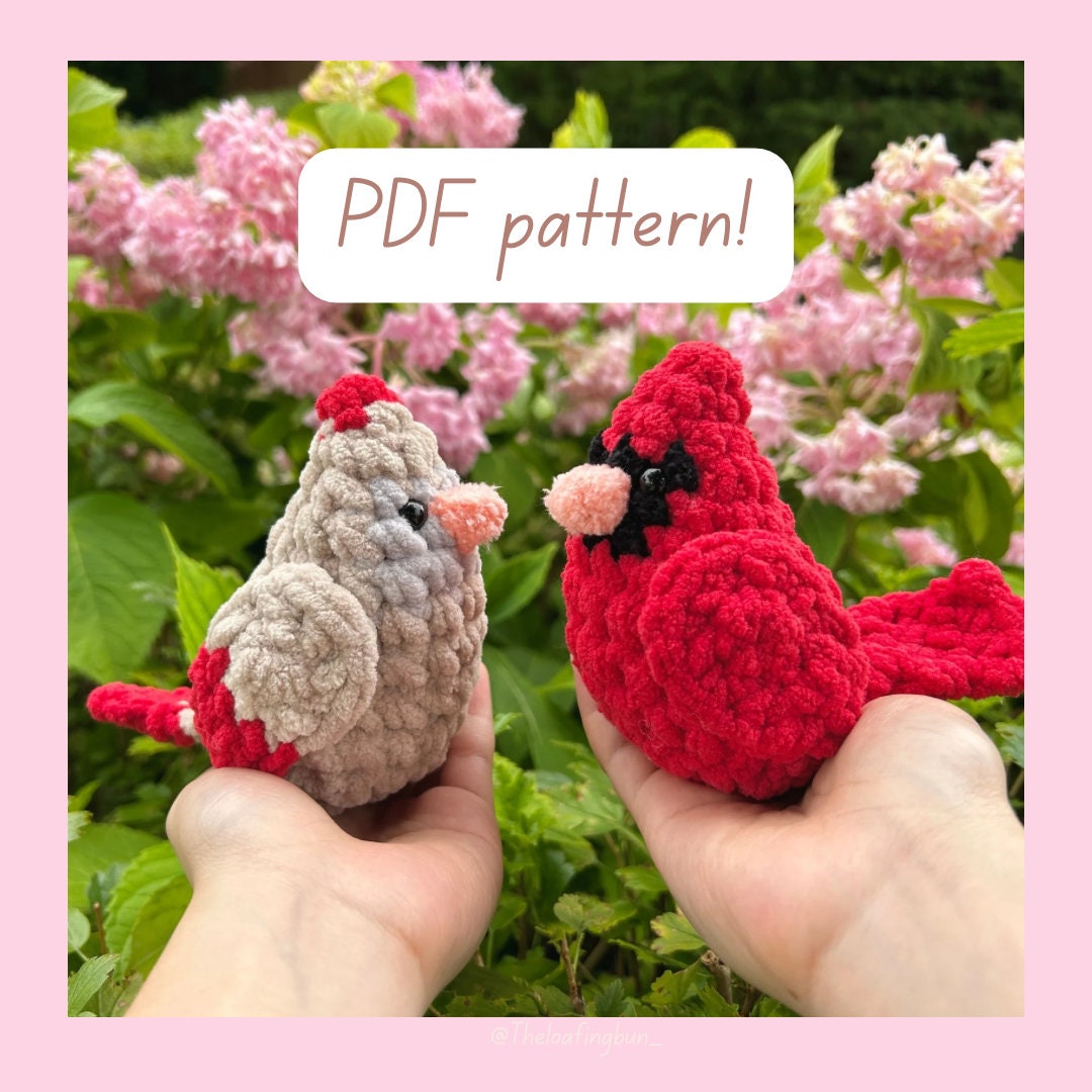 Cheery Cardinals PDF Crochet Pattern – Male & Female Bird Amigurumi, Wildlife Crochet Gift - Image 1