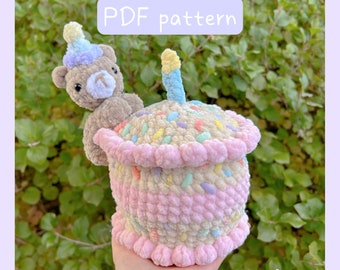 Beary birthday | PDF crochet pattern | crochet bear | crochet birthday gift | bird amigurumi
