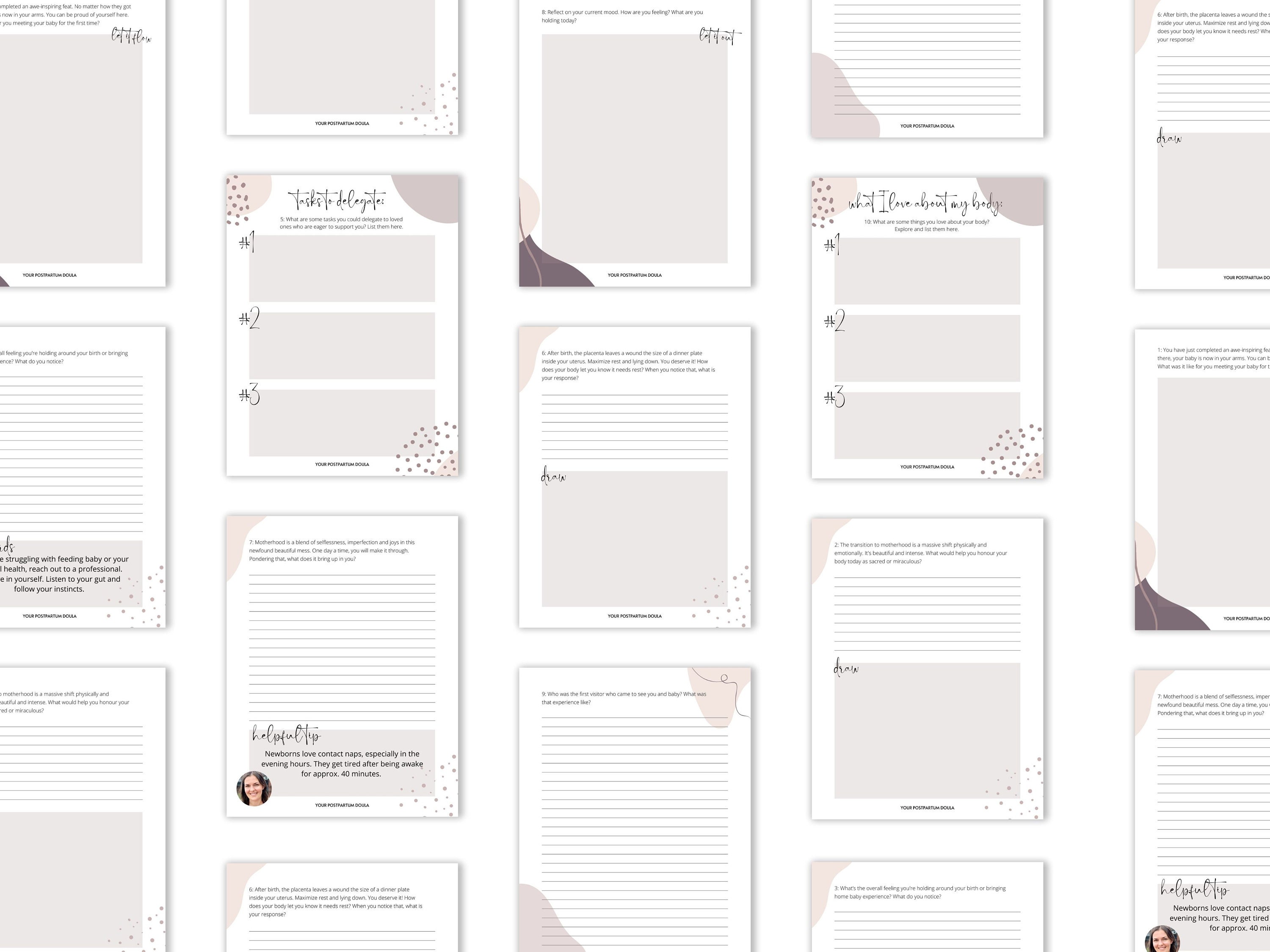 Postpartum Journal,postpartum Essentials, Guided Journal for Moms,4th Trimester,self Care