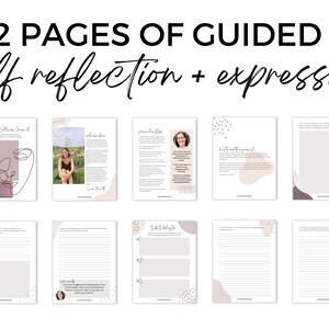 May include: A digital journal with 42 pages of guided self-reflection and expression. The journal features a minimalist design with pink and white accents. The cover page includes a line drawing of a face and the text "Intentional Wellness Journal".
