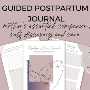 Postpartum Journal,Postpartum essentials, Guided journal for moms,4th trimester,Self care writing prompts,Gift for new mom,Pregnancy Journal